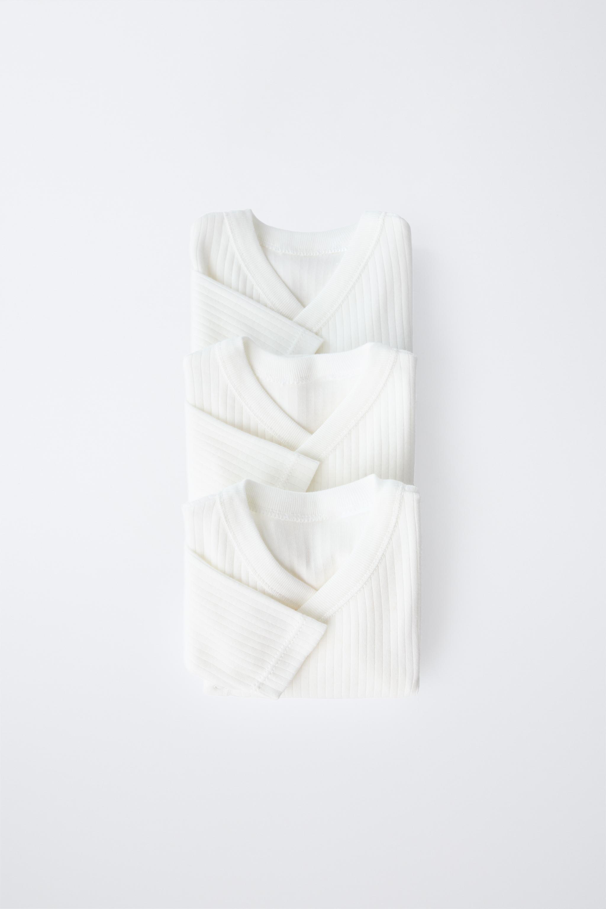 0-6 MOIS/ LOT DE TROIS BODYS À MANCHES LONGUES COL KIMONO